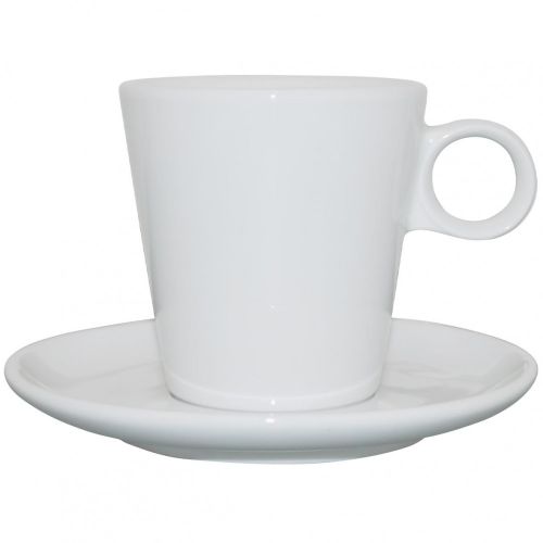 Weiß Lukas Cappuccino SET mit einer Kapazität von 19,5 cl. sowohl Tasse und Untertasse geeignet für den Druck